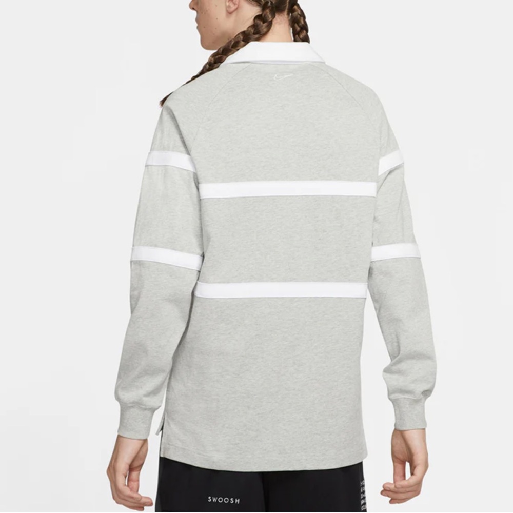 Nike Light Gray and White Swoosh Rugby Polo - Picture 3 of 10